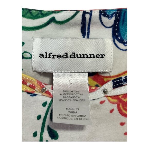 Alfred Dunner Women’s Size L Short Sleeve Floral Top – Multicolor Print – Cotton - Picture 2 of 4